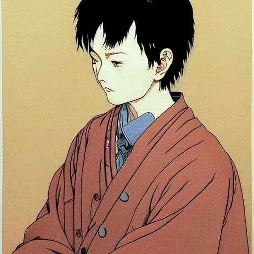 Image similar to prompt: Portrait painted in Miyazaki color style drawn by Katsuhiro Otomo and Takato Yamamoto, inspired by Fables, china doll face, smooth face feature, intricate oil painting, high detail, sharp high detail, manga and anime 2000