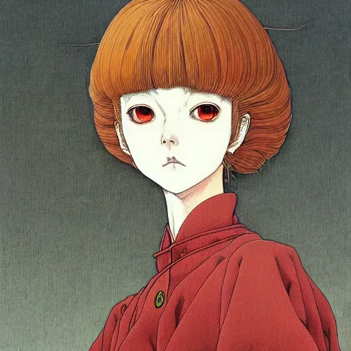 Image similar to prompt : portrait painted in miyazaki color style drawn by katsuhiro otomo and takato yamamoto, inspired by fables, china doll face, smooth face feature, intricate oil painting, high detail, sharp high detail, manga and anime 2 0 0 0