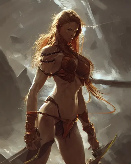 Image similar to beautiful female warrior, accurate anatomy, by stanley artgerm lau, wlop, rossdraws, frank frazetta, andrei riabovitchev, marc simonetti, tranding on artstation