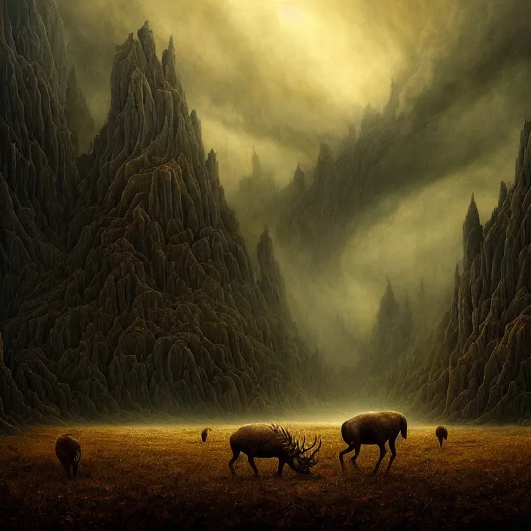 Prompt: epic professional digital art of startling hungry landscape, faint golden moody atmospheric lighting, painted, intricate, detailed, detailed, foreboding, by leesha hannigan, wayne haag, reyna rochin, ignacio fernandez rios, mark ryden, iris van herpen,, epic, stunning, gorgeous, much wow, cinematic, masterpiece.