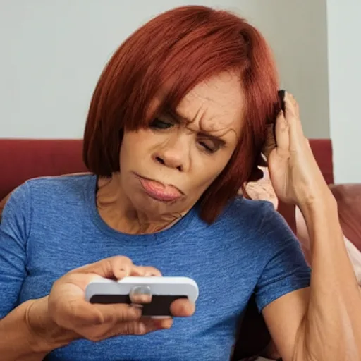Prompt: photo of your mom mad at you because you still play phone and told you to go bed