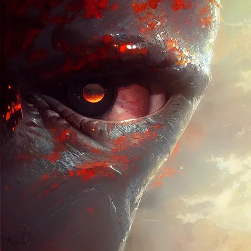 Image similar to a painting of the eyes of the sun by marc simonetti, dark fantasy art, high detail, trending on artstation
