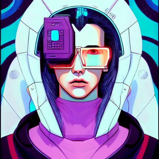 Image similar to portrait painting of a cyberpunk hacker olivia hye from loona, sharp focus, award - winning, trending on artstation, masterpiece, highly detailed, intricate. art by josan gonzales and moebius and deathburger