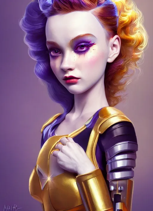 Prompt: pixar portrait 8 k photo, beautiful shiny white rich galactic prima ballerina clowncore russian cyborg college girl, golden ratio details, sci - fi, fantasy, cyberpunk, intricate, decadent, highly detailed, digital painting, ever after high, octane render, artstation, concept art, smooth, sharp focus, illustration, art by artgerm, loish, wlop