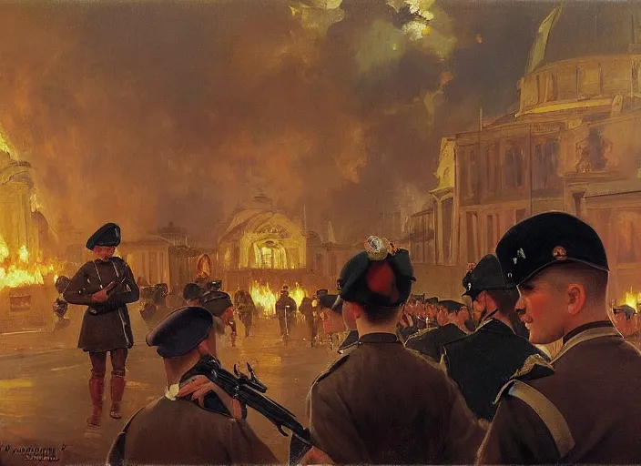 Prompt: nazi soldiers in berlin by vladimir volegov and alexander averin and pierre auguste cot and delphin enjolras