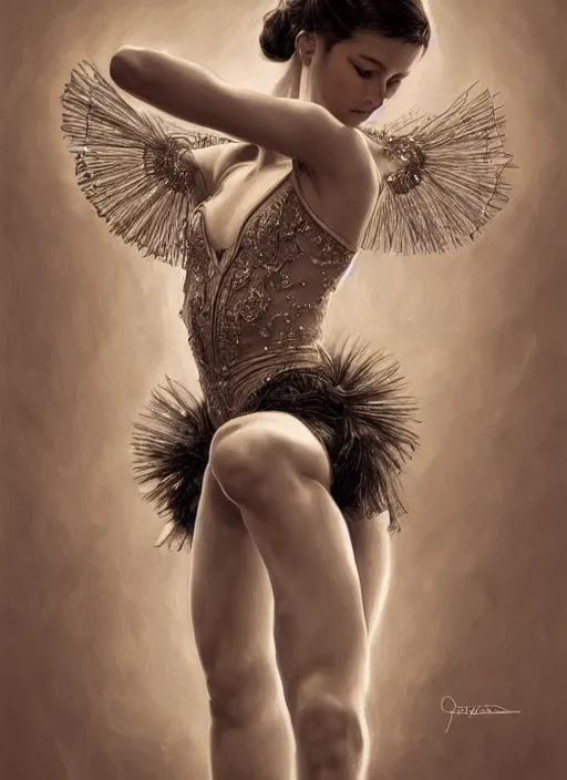 Image similar to hyperrealistic photography of a highly detailed and symmetrical gorgeous hispanic female ballerina in the style of vargas and wlop, highly detailed, face symmetry, highly realistic hands, masterpiece, award - winning, sharp focus, intricate concept art, ambient lighting, 8 k, artstation