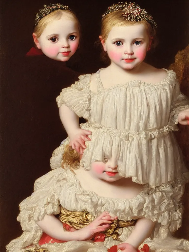 Image similar to portrait of a german toddler princess, circa 1 8 3 7, by carl joseph begas, highly detailed, beautiful, oil on canvas, 1 8 3 0 s style painting, romanticism