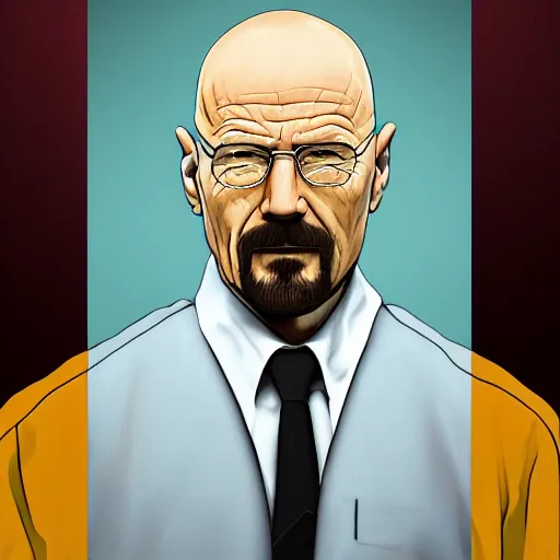 Image similar to walter white with a yolk head