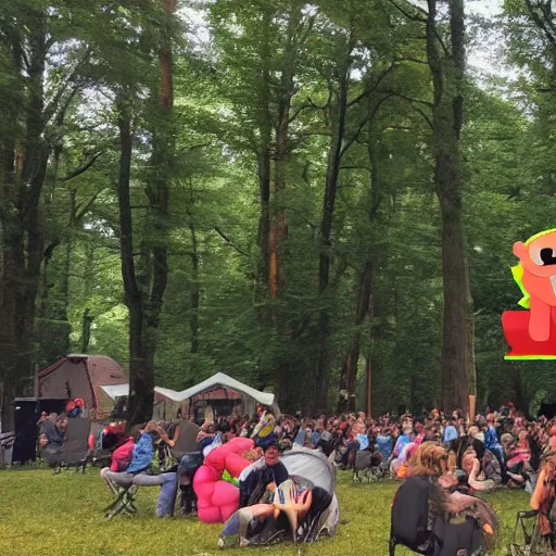 Image similar to a festival in the woods full of memes