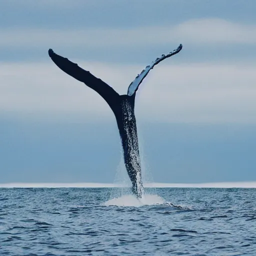 Image similar to a whale flying with wings above the sky