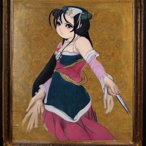 Prompt: madoka magica, magical girl, 19th century orientalist painting