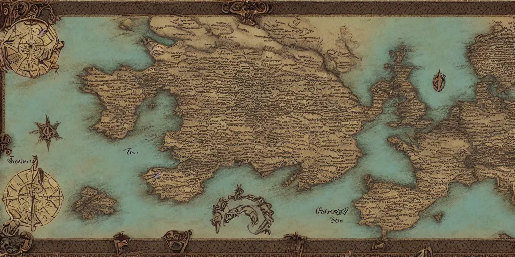 Image similar to Very complicated and detailed fantasy map, countries, NO TEXT, 4k