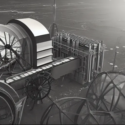 Prompt: Nikola Tesla's Earthquake machine, hyper photo realistic 8K HD octane render