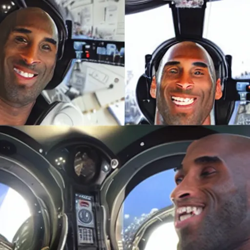 Image similar to selfie of kobe bryant in a helicopter, smoke around him, 8k resolution, hyper detailed, realistic face, shot in the air