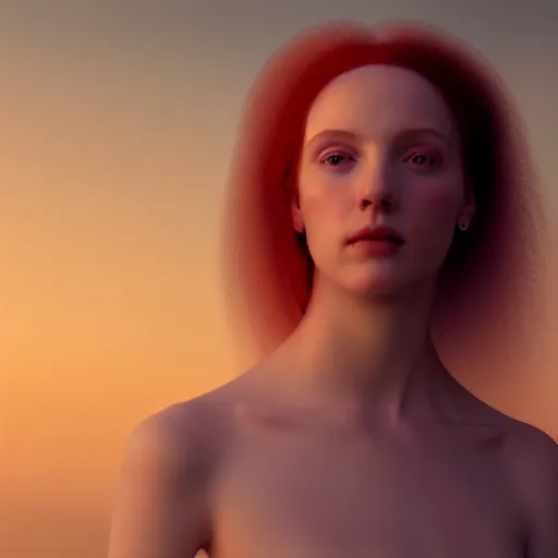 Image similar to photographic portrait of a stunningly beautiful english renaissance female in soft dreamy light at sunset, beside the river, soft focus, contemporary fashion shoot, in a denis villeneuve and tim burton movie, by edward robert hughes, annie leibovitz and steve mccurry, david lazar, jimmy nelsson, extremely detailed, breathtaking, hyperrealistic, perfect face, octane render