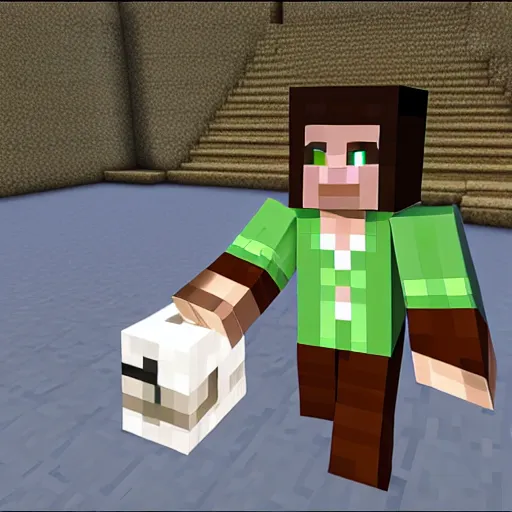 Image similar to minecraft steve shopping for diamonds