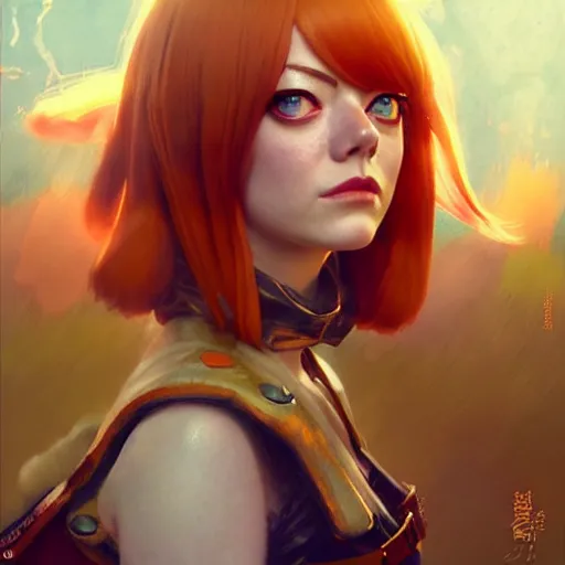 Prompt: emma stone as anime girl, mushroom kingdom, fantasy character portrait, concept art, interesting angle, intricate details, highly detailed by greg rutkowski, gaston bussiere, craig mullins, simon bisley