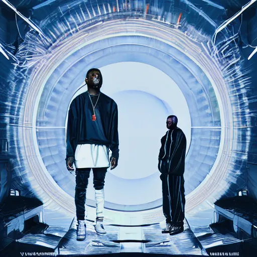 prompthunt: futuristic rap album cover for Kanye West DONDA 2