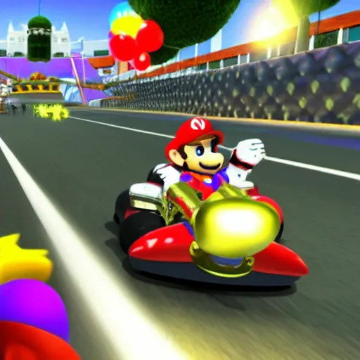 Image similar to franco in mario kart, circuit of the valley of the fallen