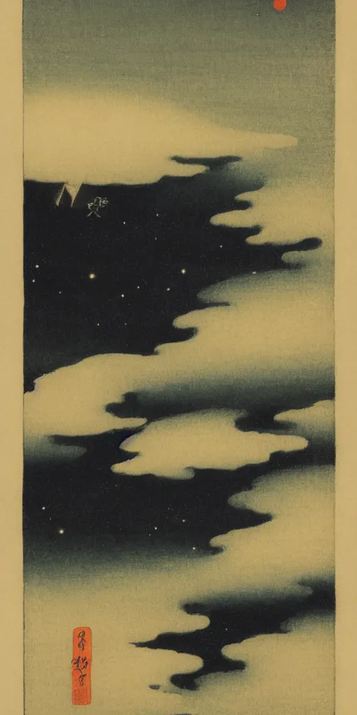 Image similar to night sky by ohara koson, 1 9 1 0