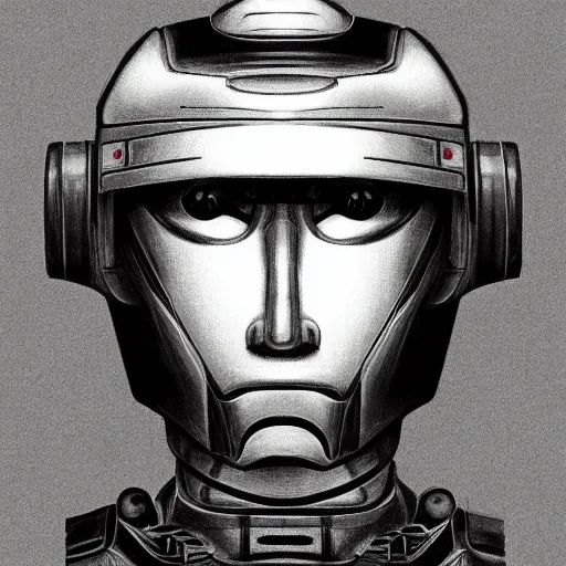 Prompt: portrait of a samurai robot drawing in high resolution by otto eerelman