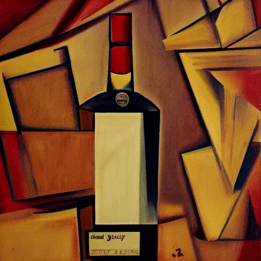 Prompt: cubism bottle of whiskey