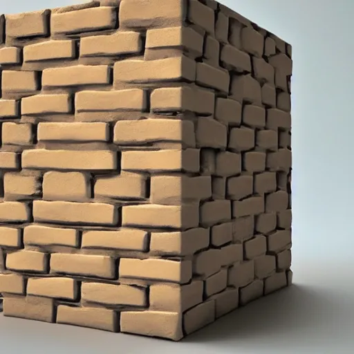 Prompt: a cube made of brick. a cube with the texture of brick.
