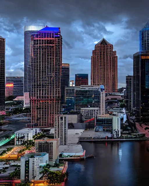 Prompt: downtown tampa, cyberpunk