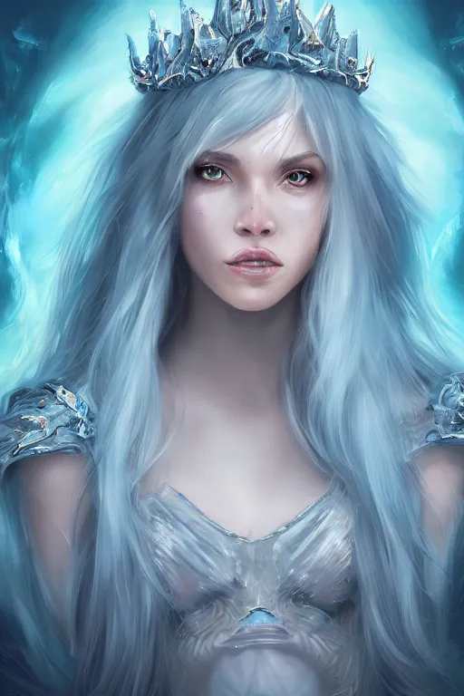 Image similar to Ice Dragon princess, digital art, 8k ,character ,realistic, portrait, hyperrealistic