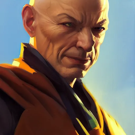 Image similar to Greg Manchess portrait painting of Professor X as Overwatch character, medium shot, asymmetrical, profile picture, Organic Painting, sunny day, Matte Painting, bold shapes, hard edges, street art, trending on artstation, by Huang Guangjian and Gil Elvgren and Sachin Teng