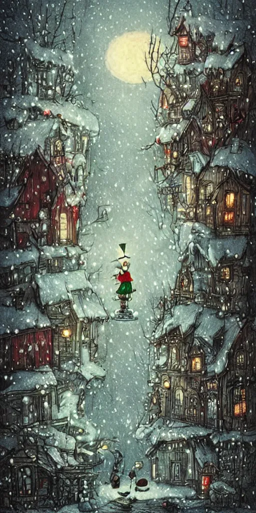 Image similar to a scrooge christmas scene by alexander jansson