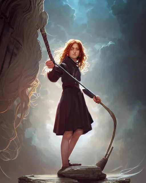 Image similar to ultra realistic illustration, hermione granger from the chamber of secrets, intricate, elegant, highly detailed, digital painting, artstation, concept art, smooth, sharp focus, illustration, art by artgerm and greg rutkowski and alphonse mucha