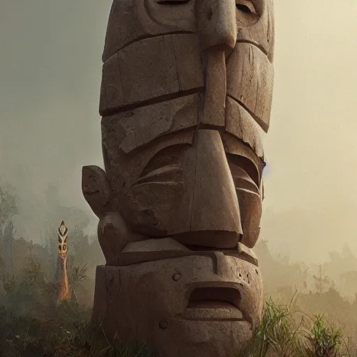 Image similar to a mask that looks like a totem pole by genndy tatakovsky and greg rutkowski