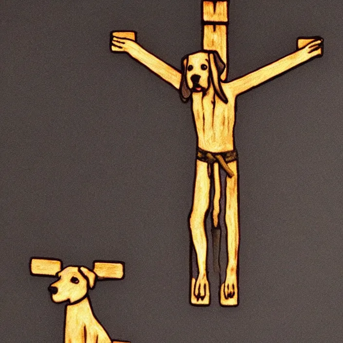 Image similar to terrible dog high glow, crucifix