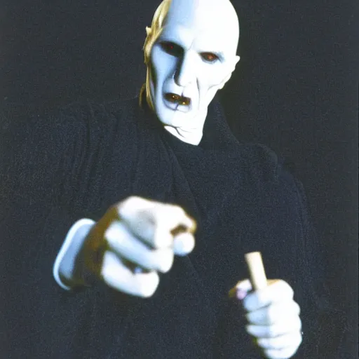 Prompt: photo of voldemort playing darts