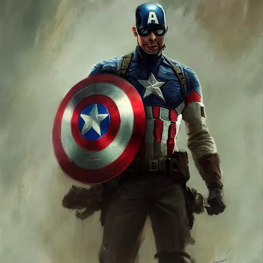 Image similar to captain america crying art, tears and sadness, by greg rutkowski