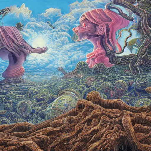 Image similar to hyper - detailed character composition painting in the style of artist chris mars, in a landscape