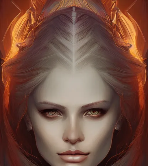 Prompt: A detailed digital art head on symmetrical fanart portrait of a distinguished elven woman with two-tone hair by Charlie bowater and lise deharme wlop, critical role