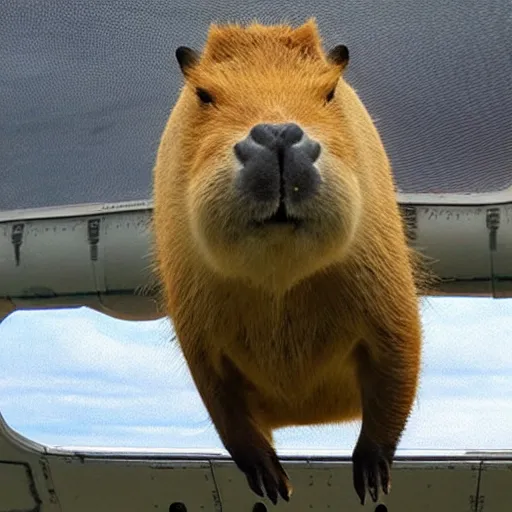 Image similar to capybara flying a plane