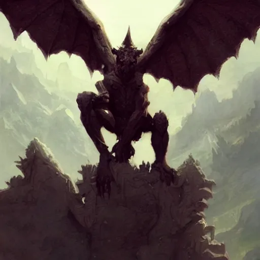 Prompt: A gargoyle by greg rutkowski, Mandy Jurgens