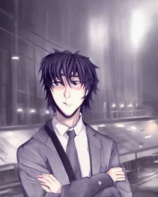 Prompt: Digital state-sponsored anime art of Hasan Piker by A-1 studios, serious expression, empty warehouse background, highly detailed, spotlight