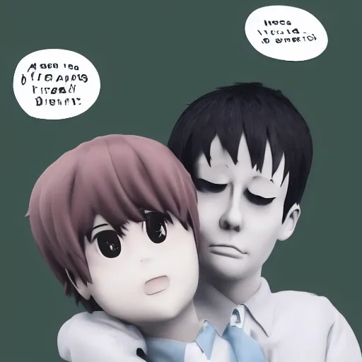 Image similar to dreams of a better life for me and shinji ikari, in the style of jamie hewlett and riyoko ikeda, 3 d render ar