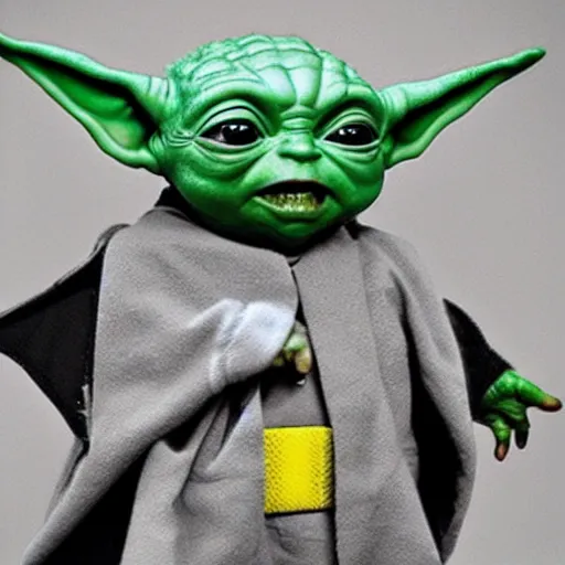 Image similar to baby yoda as a batman