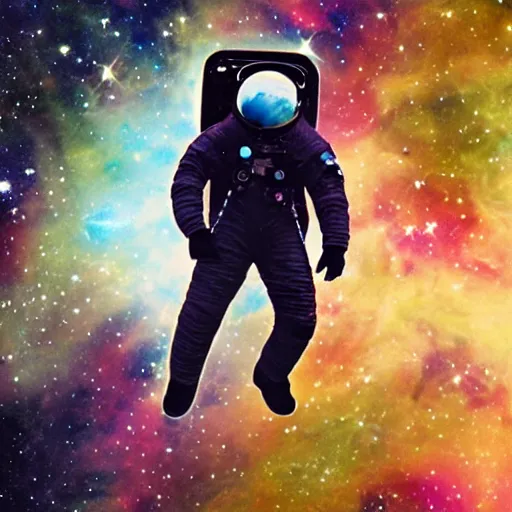 Prompt: Astronaut on the edge of universe nebula octane photorealist