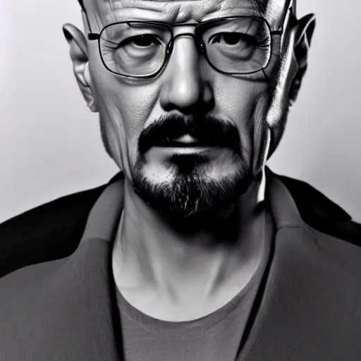 Prompt: Hideo Kojima as Heisenberg Walter White, matte paint, portrait, very coherent, airbrush