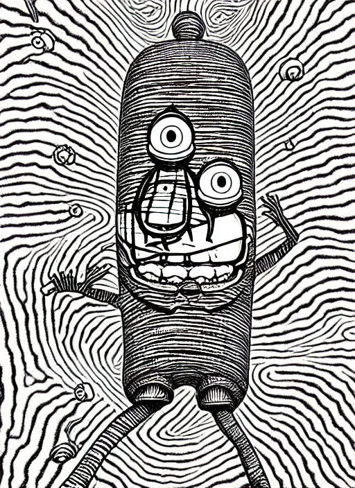 Image similar to junji ito style spongebob squarepants, intricate, highly detailed, illustration, art by junji ito, junji ito