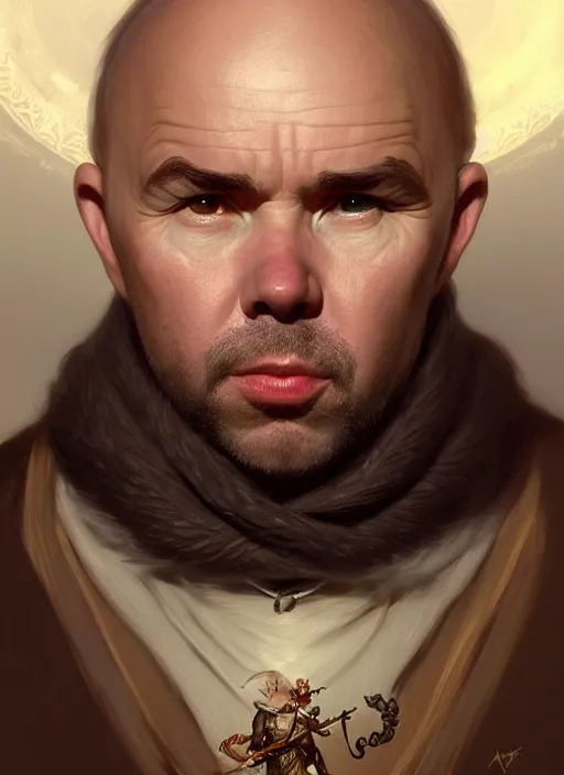 Prompt: portrait of karl pilkington, d & d, fantasy, intricate, elegant, highly detailed, digital painting, artstation, concept art, smooth, sharp focus, illustration, art by artgerm and greg rutkowski and alphonse mucha