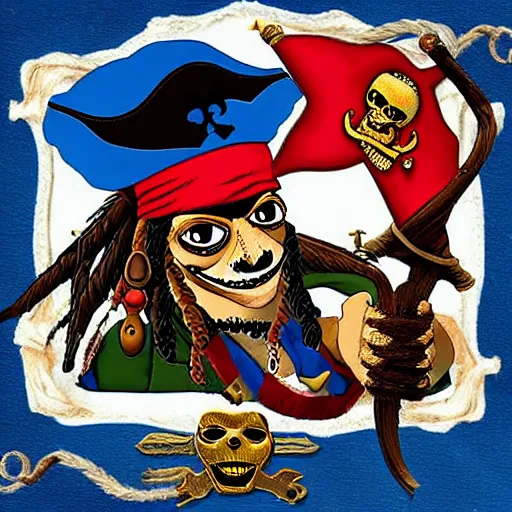 Image similar to pepe pirates of caribbean sea