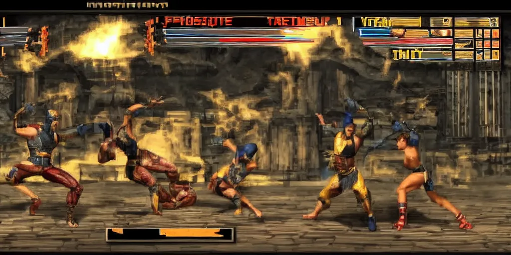 Image similar to mortal kombat match on the pit stage between bing crosby and frank sinatra, 1 6 bit graphics, detailed