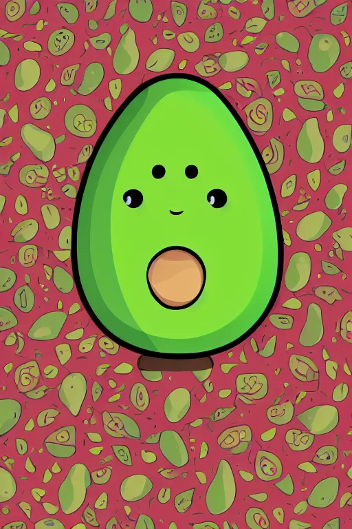 Image similar to Baby avocado, sticker, anthropomorphic, colorful, fantasy, artstation, illustration, highly detailed, simple, smooth and clean vector curves, no jagged lines, vector art, smooth